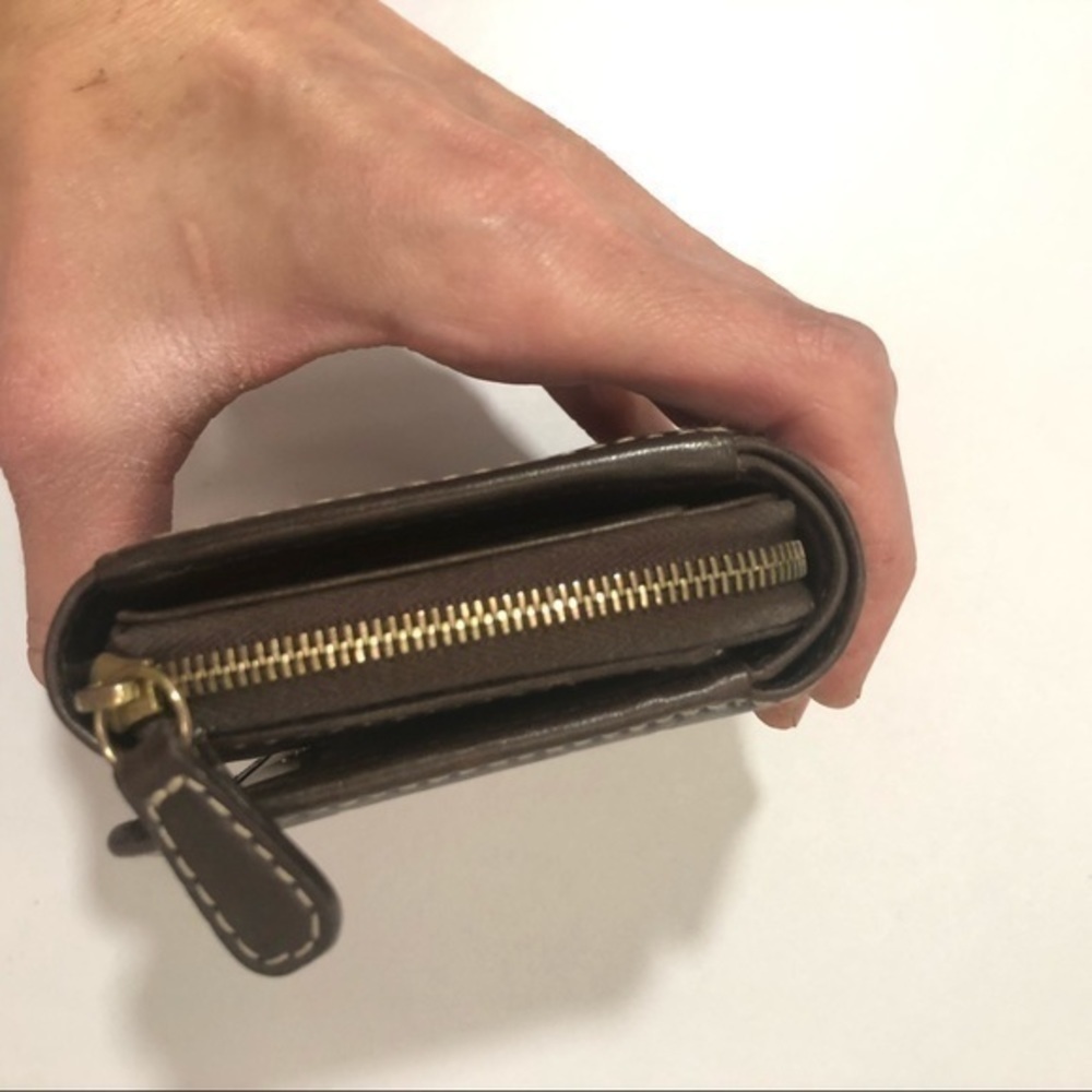 Coach brown leather embossed c compact wallet - Picture 11 of 13